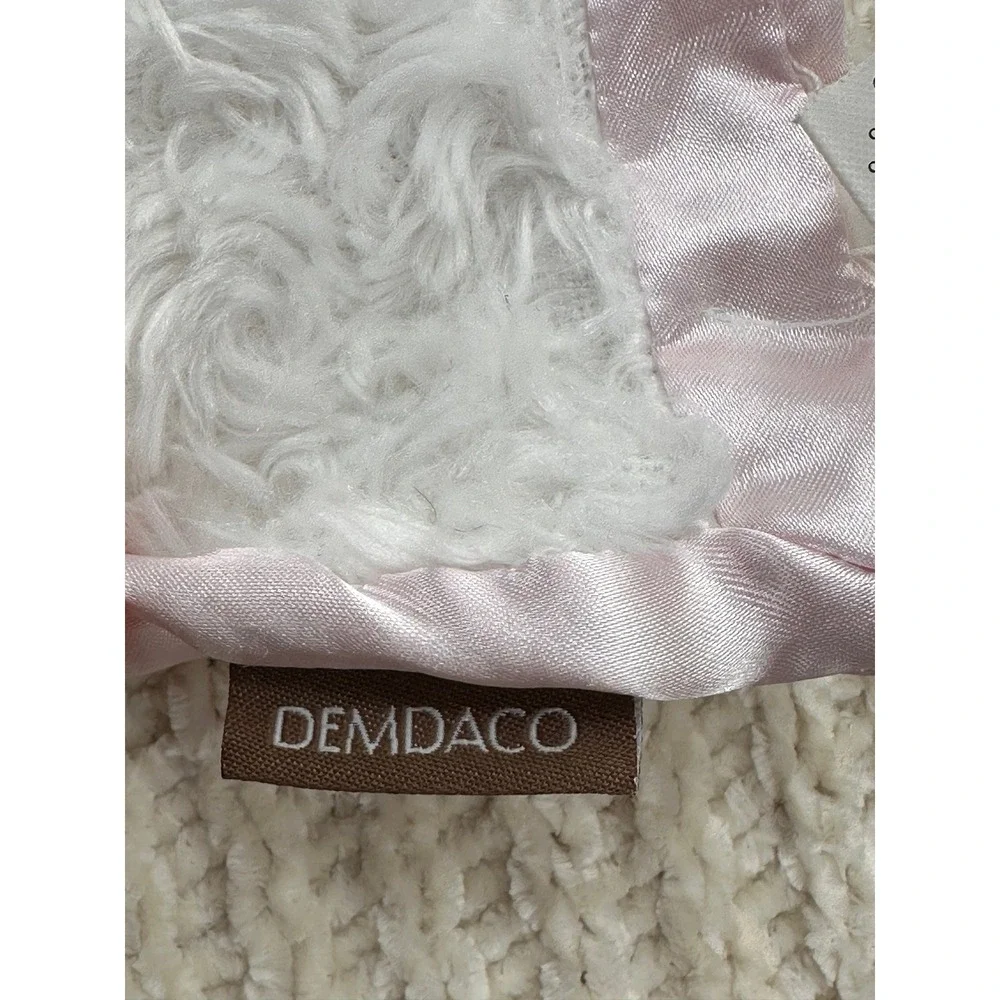 Demdaco White Bear Angel Wings Pink Cross Baby‎ Security Blanket Lovey Baptism
